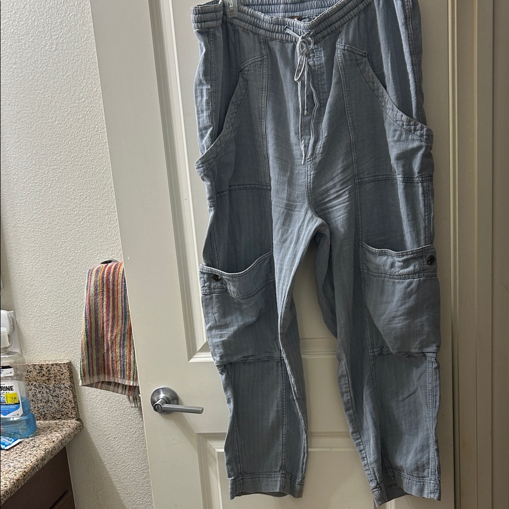 Free People Feelin’ Good Utility Cotton Linen Pants Size Xl